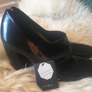 Zara polished black leather pump